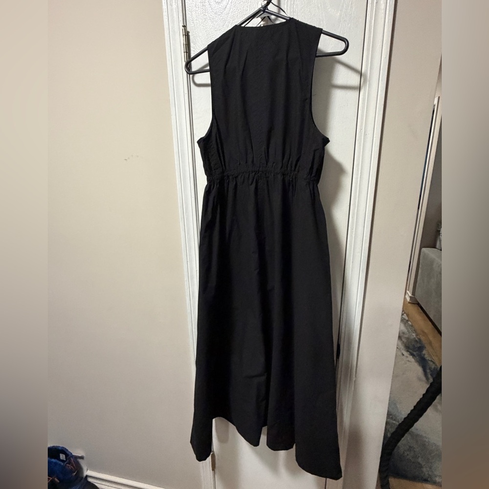 Deluc Black Midi Dress with double Front Zip top/bottom. Pockets NWT - Picture 4 of 4